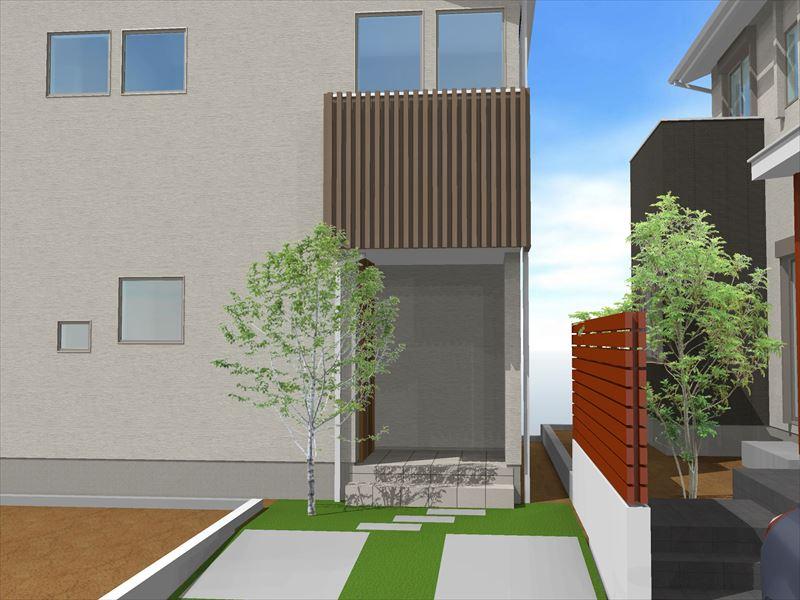 Rendering (appearance). Building B entrance approach image