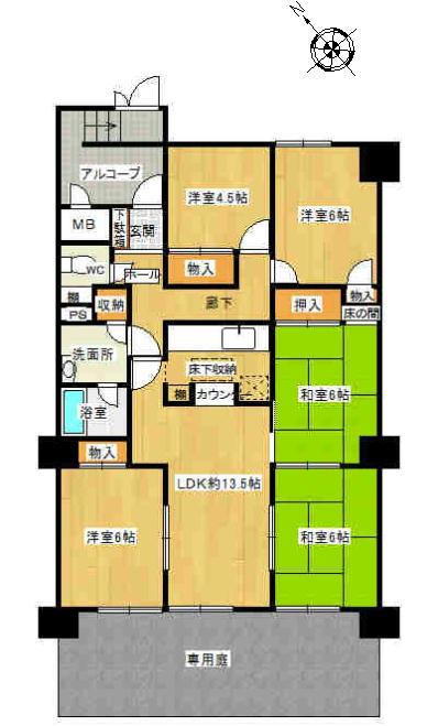 Floor plan. 5LDK, Price 13.5 million yen, Occupied area 89.96 sq m