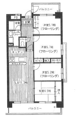Floor plan. 4LDK, Price 12.9 million yen, Occupied area 76.83 sq m , Balcony area 15.49 sq m