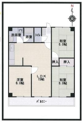 Floor plan. 3LDK, Price 5.8 million yen, Occupied area 63.99 sq m