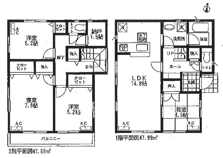 Floor plan. (3 Building), Price 27,900,000 yen, 4LDK+S, Land area 136.8 sq m , Building area 95.98 sq m