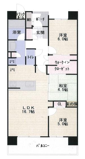 Floor plan. 3LDK + S (storeroom), Price 21.5 million yen, Occupied area 76.29 sq m , Balcony area 12.32 sq m