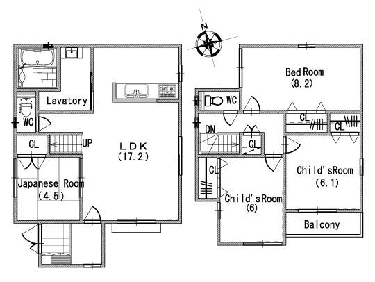 Building plan example (floor plan). Building plan example (8) 4LDK, Land price 23,900,000 yen, Land area 142.87 sq m , Building price 16.5 million yen, Building area 101.04 sq m