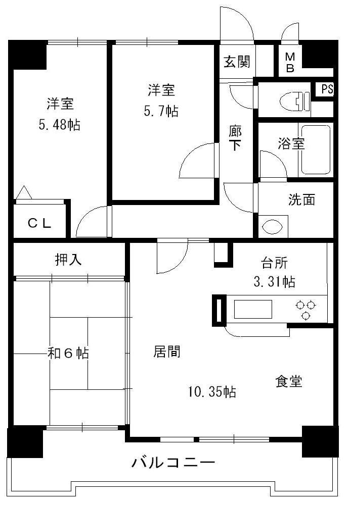 Floor plan. 3LDK, Price 11 million yen, Occupied area 71.28 sq m , Balcony area 10.11 sq m