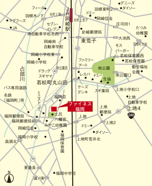 Local guide map. In bicycle to JR "Okazaki" station, Local that can be dashing outing. Attractive living environment that feels natural familiar / Local guide map