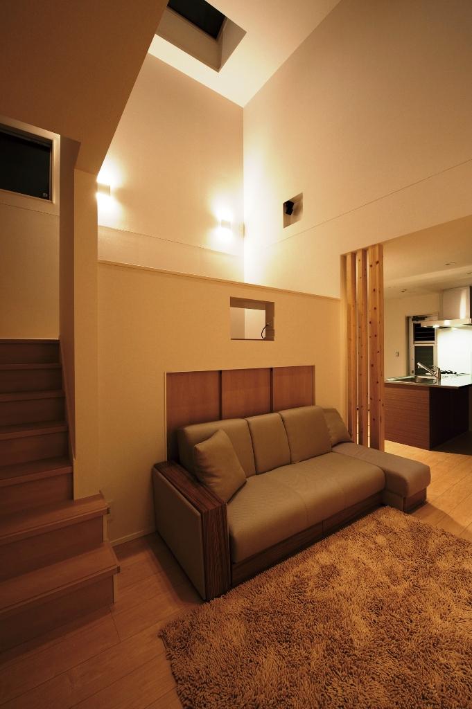 Same specifications photos (living). Near side sofa space. If rises living up stairs, Hobby space of the mezzanine ・ It leads to to the second floor. Same specifications construction cases