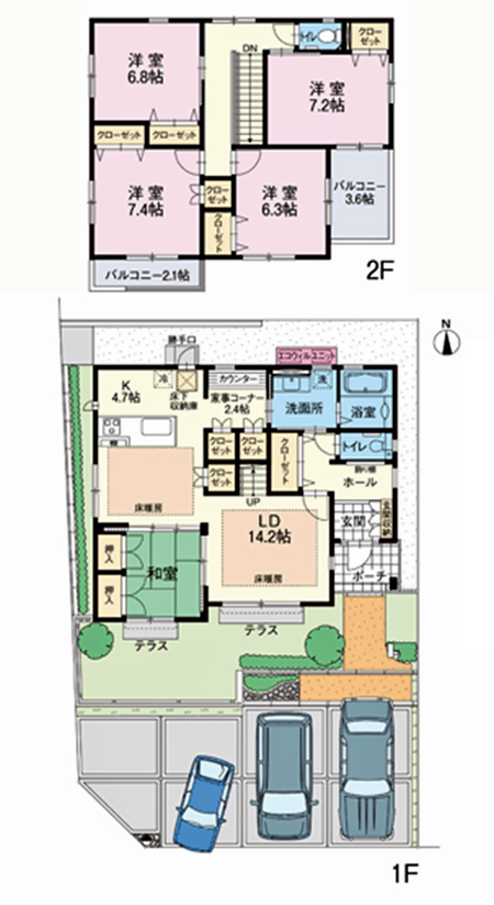 Floor plan. (No.3-7 buildings), Price 38,800,000 yen, 5LDK, Land area 182.8 sq m , Building area 133.25 sq m