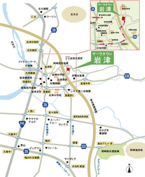 Local guide map. 2km to Toyota JCT. National Highway 800m up to 248 Line. Toyota ・ Comfortable access to the Okazaki city. Other commuting, Conveniently located in a holiday outing / Local guide map