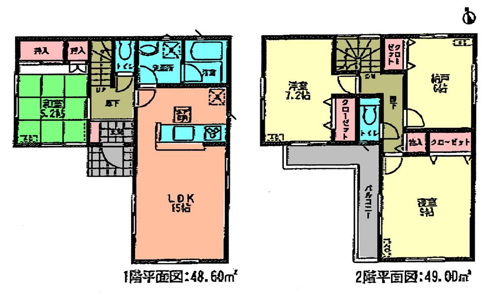 Floor plan. (1 Building), Price 22,900,000 yen, 4LDK, Land area 107.92 sq m , Building area 97.6 sq m