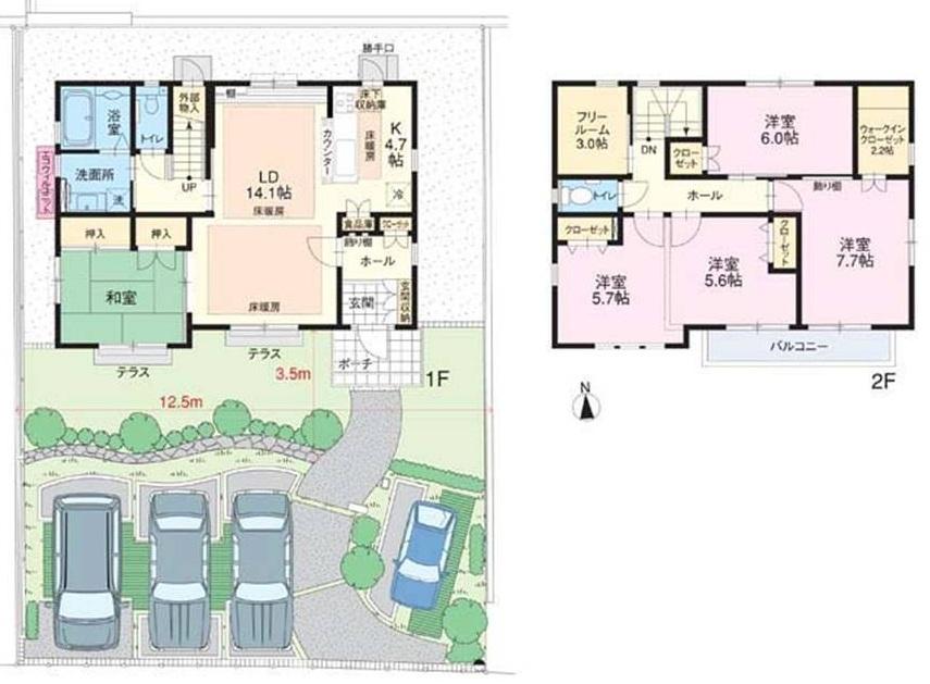 Floor plan. (No.3-12 buildings), Price 41,980,000 yen, 5LDK, Land area 212.82 sq m , Building area 127 sq m