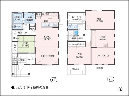 Floor plan. (B section), Price 37,400,000 yen, 4LDK+S, Land area 175.81 sq m , Building area 120.49 sq m