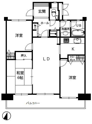 Floor plan. 3LDK, Price 7.5 million yen, Occupied area 71.57 sq m , Balcony area 9.66 sq m