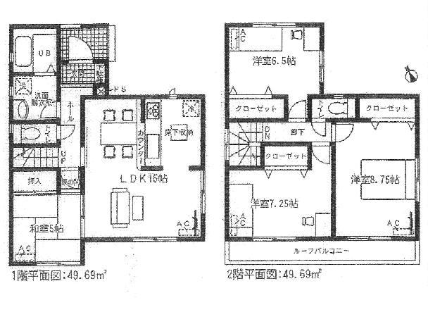 Floor plan. (1 Building), Price 27,800,000 yen, 4LDK, Land area 118.78 sq m , Building area 99.38 sq m