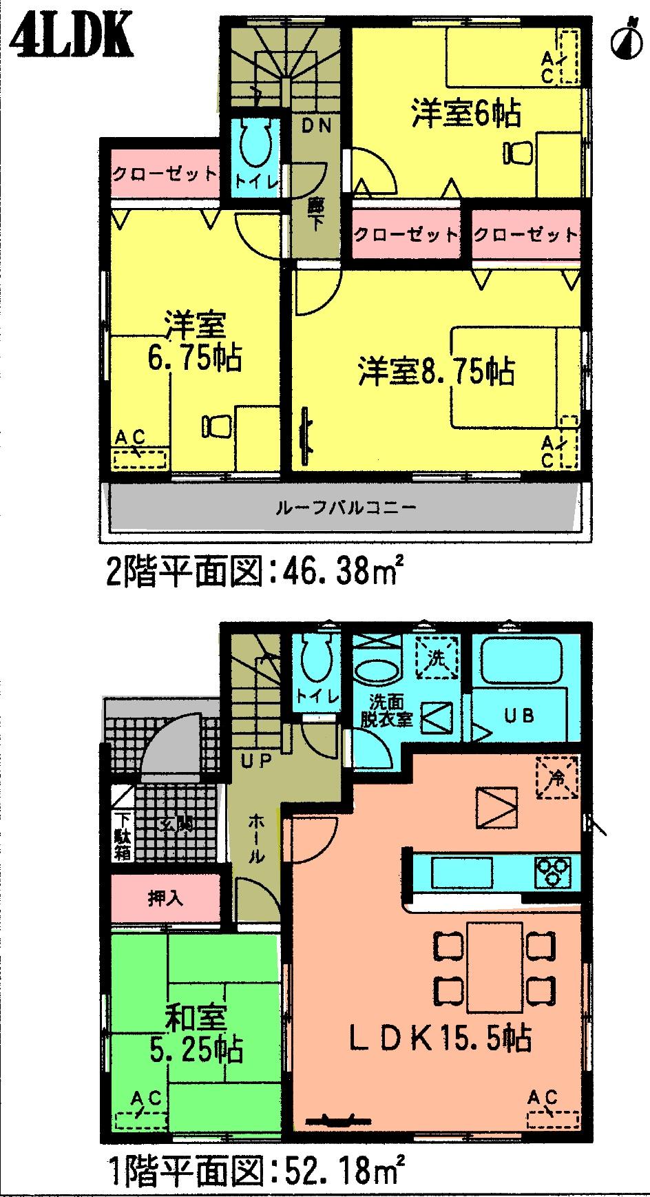 Floor plan. (3 Building), Price 29,800,000 yen, 4LDK, Land area 161.99 sq m , Building area 98.56 sq m