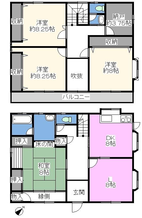 Floor plan. 29,800,000 yen, 4LDK + S (storeroom), Land area 248.75 sq m , Building area 140.77 sq m