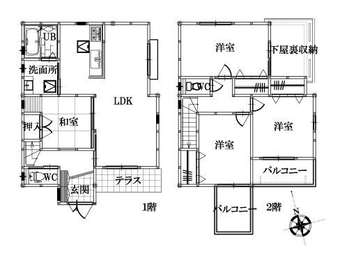 Floor plan. (2), Price 36,900,000 yen, 4LDK+S, Land area 132.25 sq m , Building area 97.93 sq m