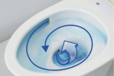 Toilet.  [Borderless shape tornado cleaning] In addition to the persistent dirt firmly efficiently drop tornado cleaning function, Smooth shape that eliminates the edge of care was also hard to toilet bowl has been adopted (same specifications)