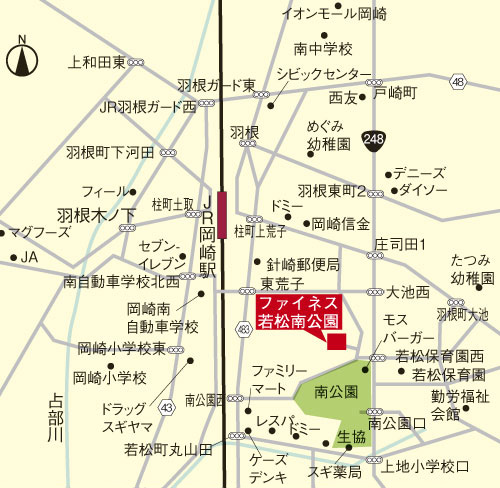 Local guide map. JR "Nagoya" in the direct to the station "Okazaki" station is within walking distance. Easy to live in the heart of the various living facilities also aligned familiar city / Local guide map