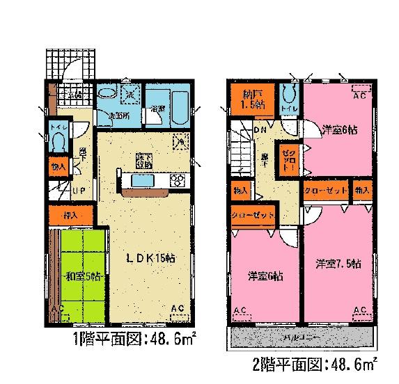 Floor plan. (Okazaki, Fukuoka-cho 6 Building), Price 24,900,000 yen, 4LDK+S, Land area 199.75 sq m , Building area 97.2 sq m