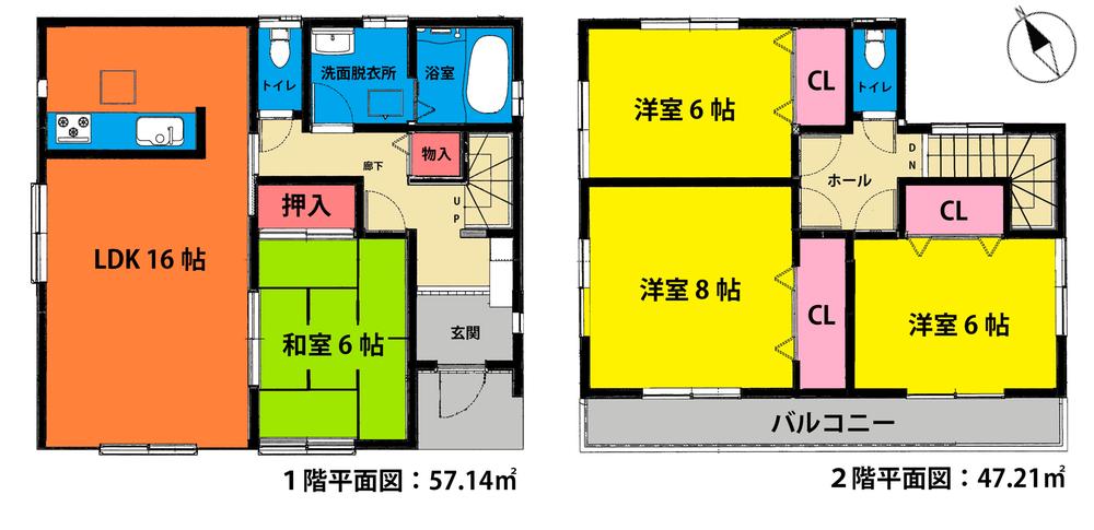 Floor plan. (1 Building), Price 34,800,000 yen, 4LDK, Land area 126.36 sq m , Building area 104.33 sq m