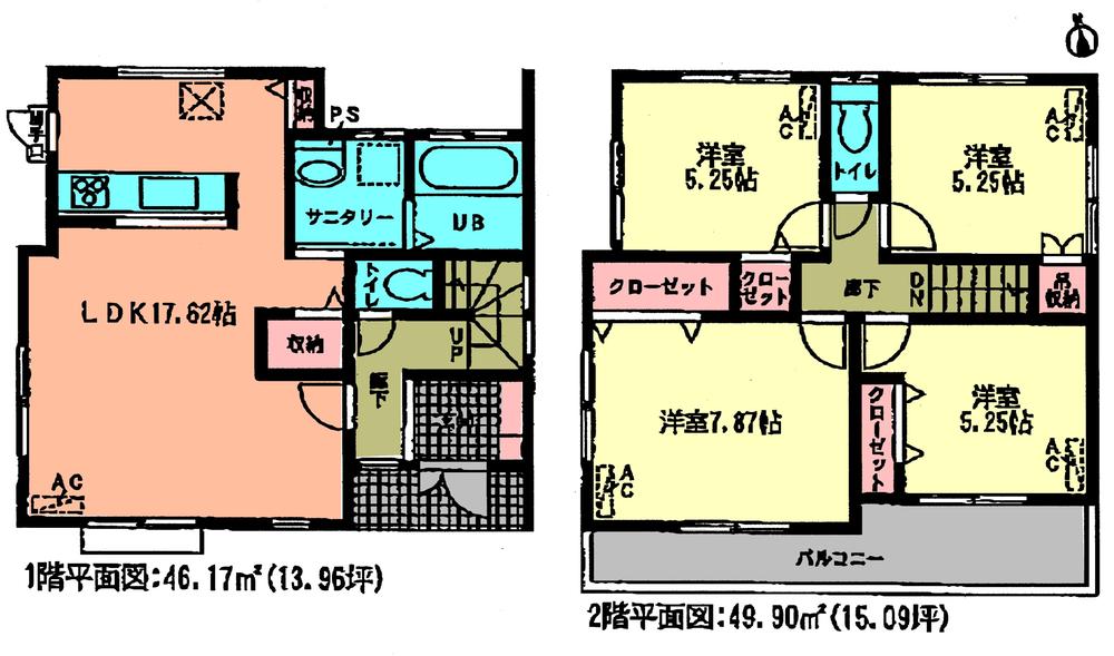 Floor plan. (1 Building), Price 26,800,000 yen, 4LDK, Land area 146.95 sq m , Building area 96.07 sq m