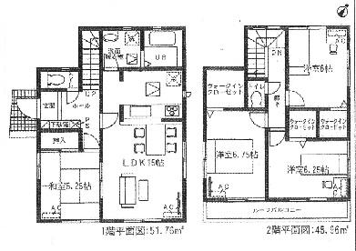 Floor plan. (Building 2), Price 29.5 million yen, 4LDK, Land area 161.57 sq m , Building area 97.72 sq m