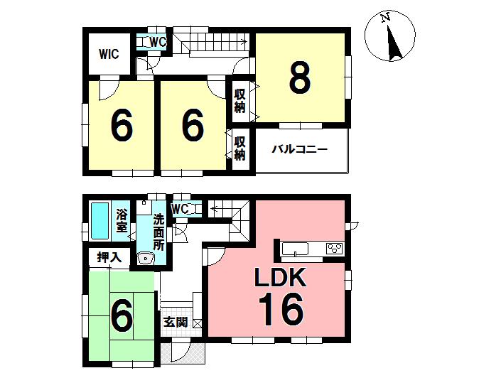 Floor plan. 34,800,000 yen, 4LDK, Land area 158.74 sq m , Building area 105.17 sq m