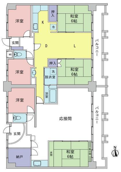 Floor plan. 6LDK+S, Price 18 million yen, Footprint 142.98 sq m , Balcony area 18.42 sq m