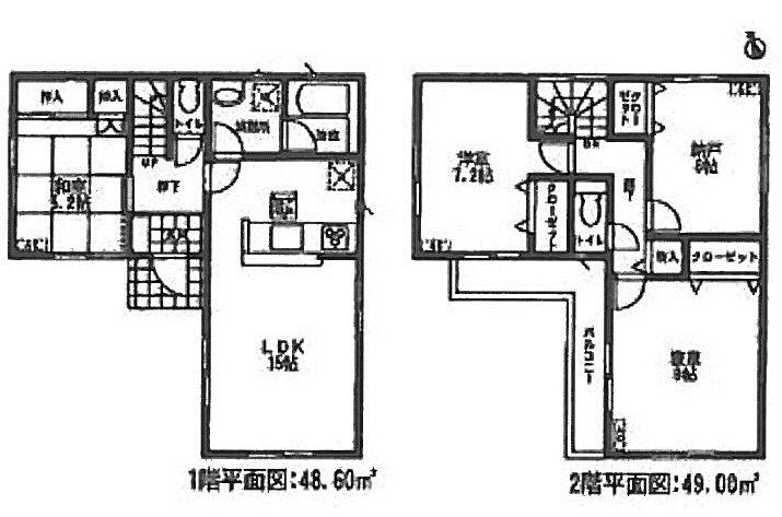 Floor plan. (1 Building), Price 24,900,000 yen, 3LDK+S, Land area 107.92 sq m , Building area 97.6 sq m