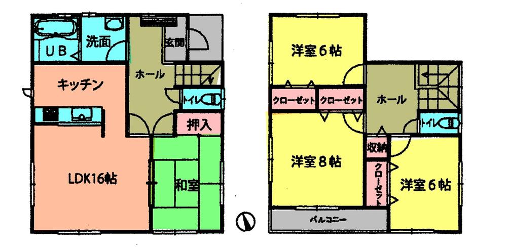 Floor plan. (1 Building), Price 29,800,000 yen, 4LDK, Land area 142.41 sq m , Building area 106 sq m