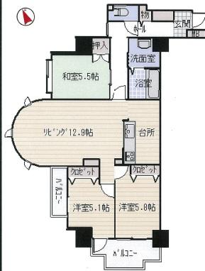 Floor plan. 3LDK, Price 12.4 million yen, Occupied area 78.65 sq m , Balcony area 8.27 sq m