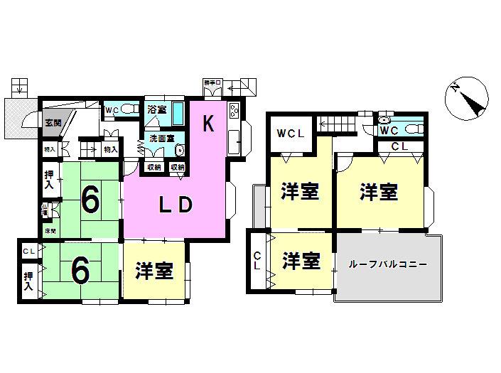 Floor plan. 29,800,000 yen, 6LDK, Land area 180.93 sq m , Building area 135.12 sq m