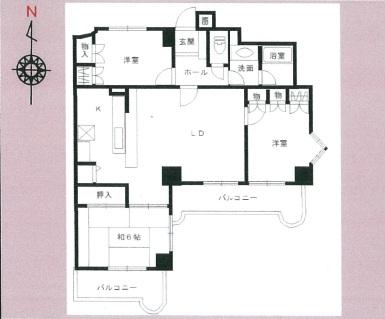 Floor plan. 3LDK, Price 8.9 million yen, Occupied area 80.01 sq m , Balcony area 13.46 sq m