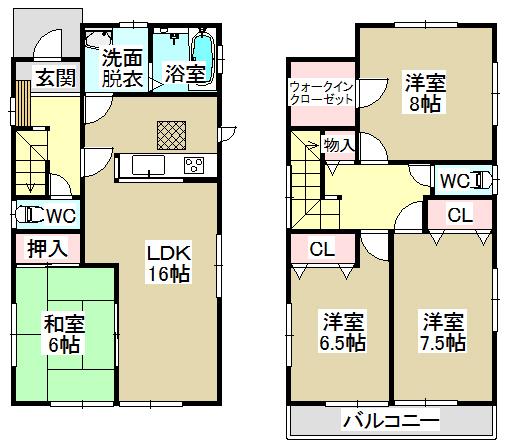 Floor plan. 25,800,000 yen, 4LDK, Land area 151.83 sq m , Building area 106 sq m