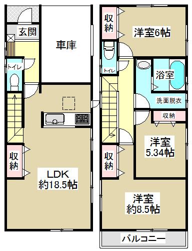 Floor plan. 29,800,000 yen, 3LDK, Land area 113.71 sq m , Building area 106 sq m