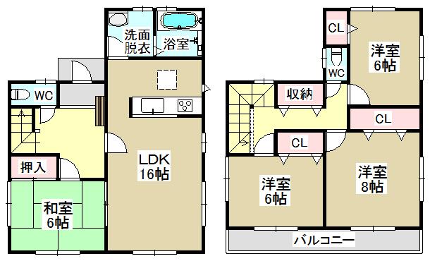 Floor plan. 28.8 million yen, 4LDK, Land area 137.77 sq m , Building area 106 sq m