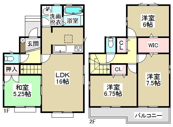 Floor plan. (Building 2), Price 26,800,000 yen, 4LDK, Land area 111.41 sq m , Building area 98.54 sq m
