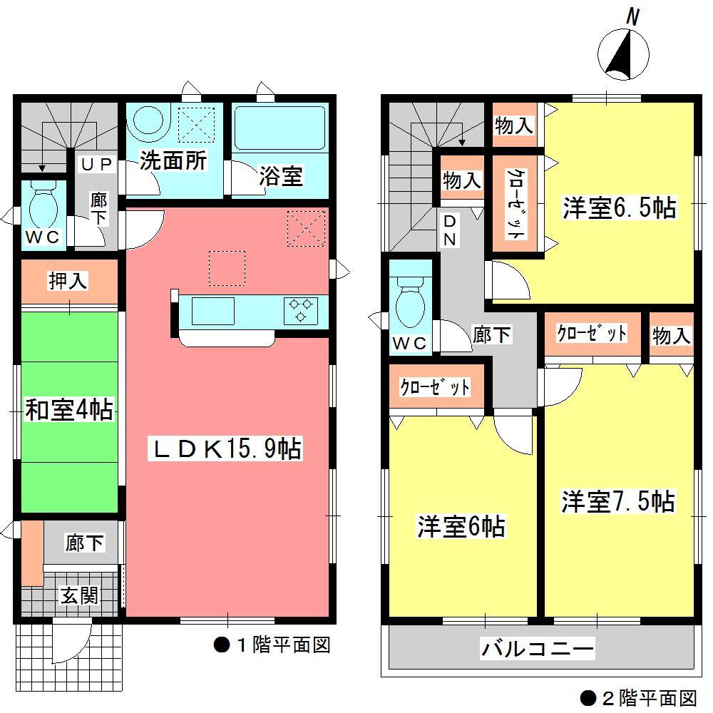 Floor plan. (Building 2), Price 28,900,000 yen, 4LDK, Land area 139.75 sq m , Building area 96.39 sq m