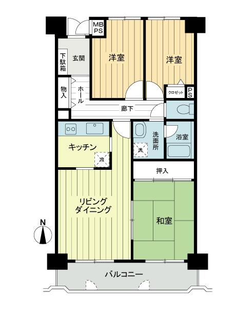 Floor plan. 3LDK, Price 7.4 million yen, Occupied area 66.76 sq m , Balcony area 8.1 sq m footprint 66.76 sq m , 3LDK