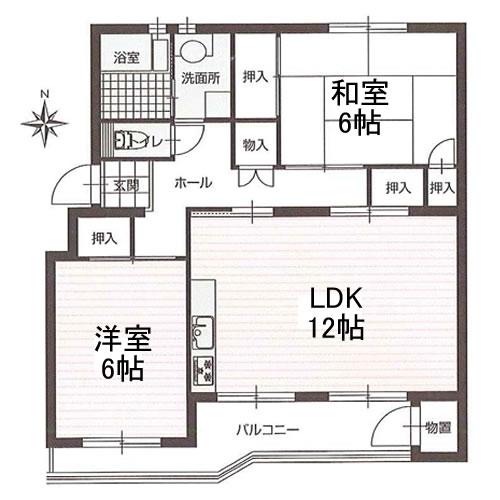 Floor plan. 2LDK, Price 4.3 million yen, Occupied area 58.66 sq m , Balcony area 13.6 sq m