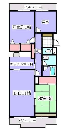 Floor plan. 3LDK, Price 7.8 million yen, Occupied area 73.34 sq m , Balcony area 14.74 sq m
