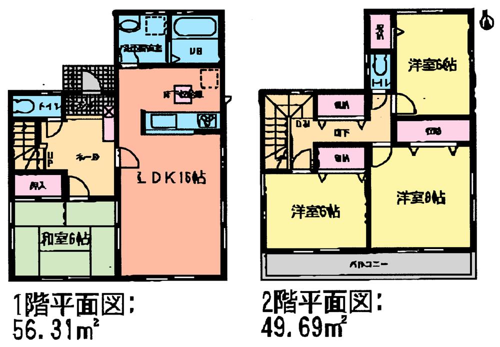 Floor plan. (4 Building), Price 31,800,000 yen, 4LDK, Land area 137.77 sq m , Building area 106 sq m