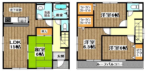 Floor plan. (Building 2), Price 25,900,000 yen, 4LDK, Land area 160 sq m , Building area 97.73 sq m