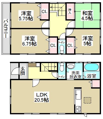 Floor plan. (1 Building), Price 26,800,000 yen, 4LDK, Land area 132.94 sq m , Building area 102.68 sq m