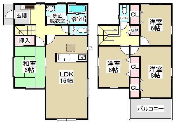 Floor plan. 28.8 million yen, 4LDK, Land area 126.8 sq m , Building area 102.68 sq m