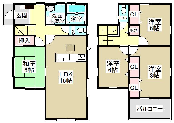 Floor plan. (Building 2), Price 28.8 million yen, 4LDK, Land area 126.8 sq m , Building area 102.68 sq m