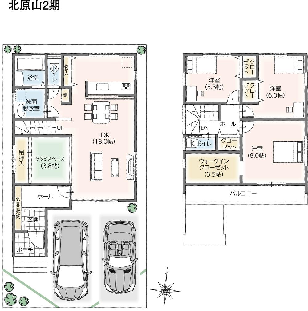 Building plan example (floor plan). 4LDK