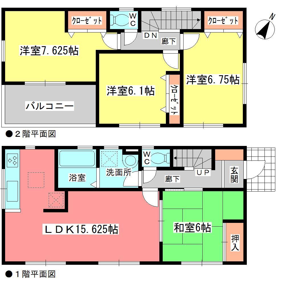 Floor plan. (1 Building), Price 21,800,000 yen, 4LDK, Land area 127.58 sq m , Building area 97.31 sq m