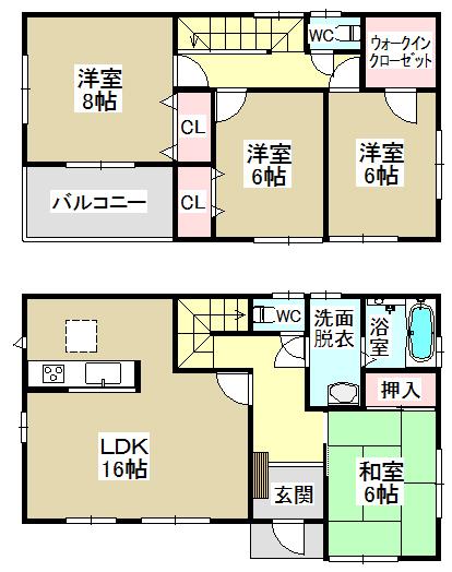 Floor plan. 29,800,000 yen, 4LDK, Land area 134.83 sq m , Building area 105.17 sq m