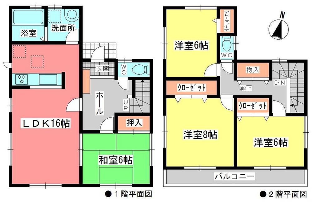 Floor plan. (Building 2), Price 32,800,000 yen, 4LDK, Land area 148.23 sq m , Building area 106 sq m